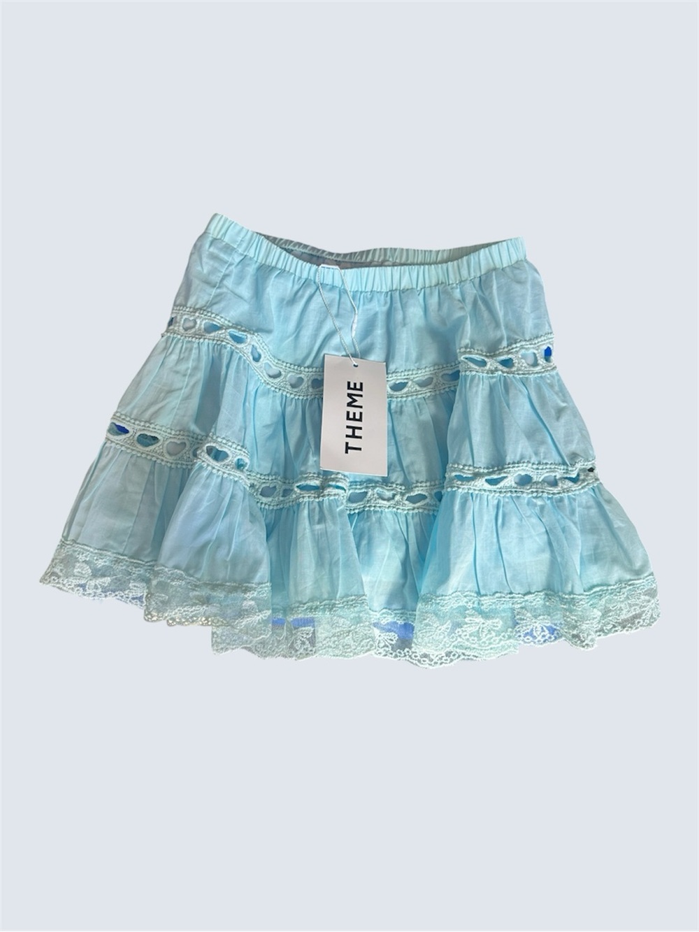 THEME Pale Blue Lace Tiered Skater Skirt size girls large 10/12